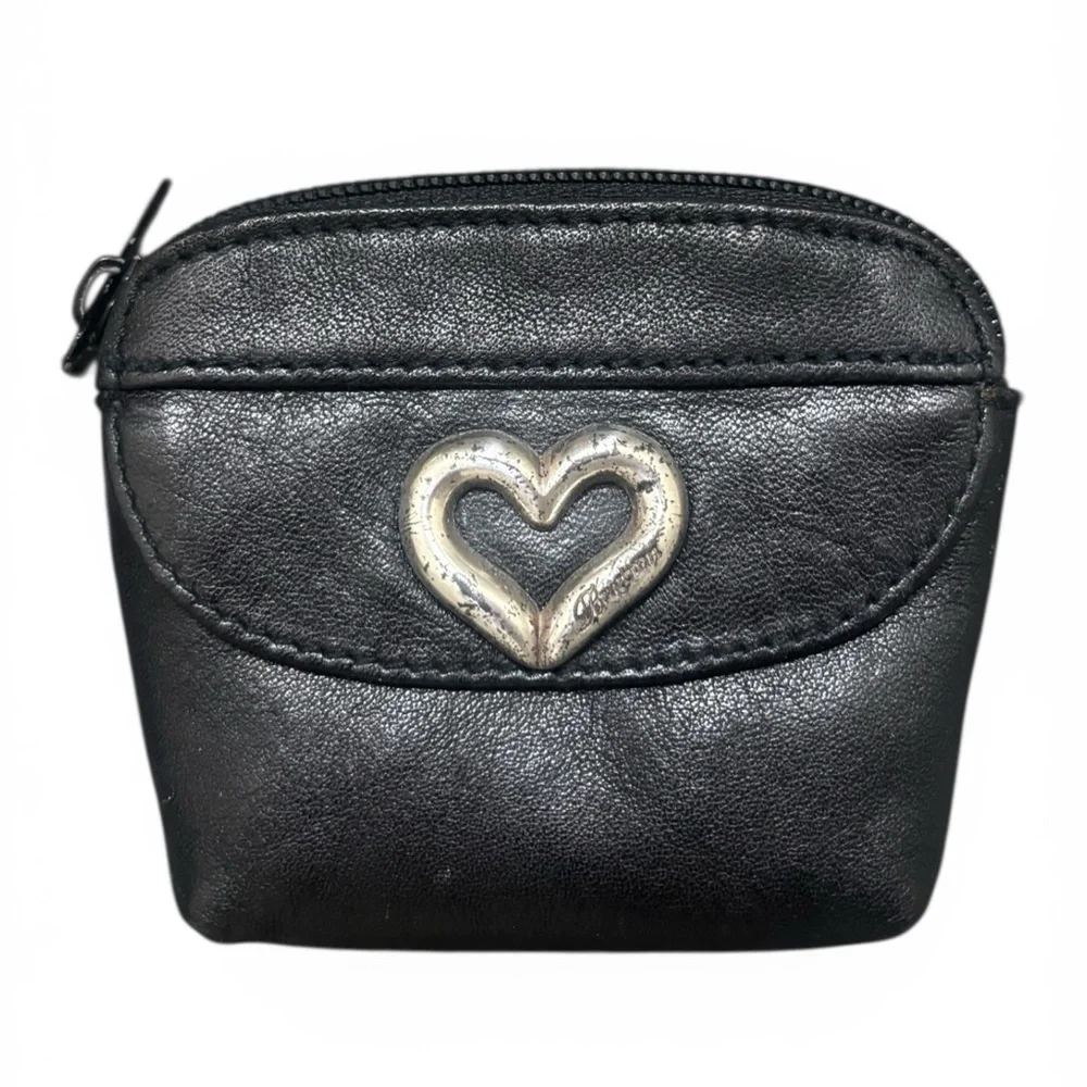 Brighton Black Pouch with Silver Heart Accent